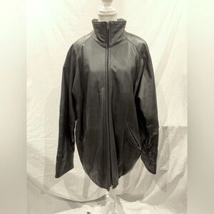 Danier Black Thick Leather Jacket Vintage Quality Winter‎ size Medium Y2K Preppy